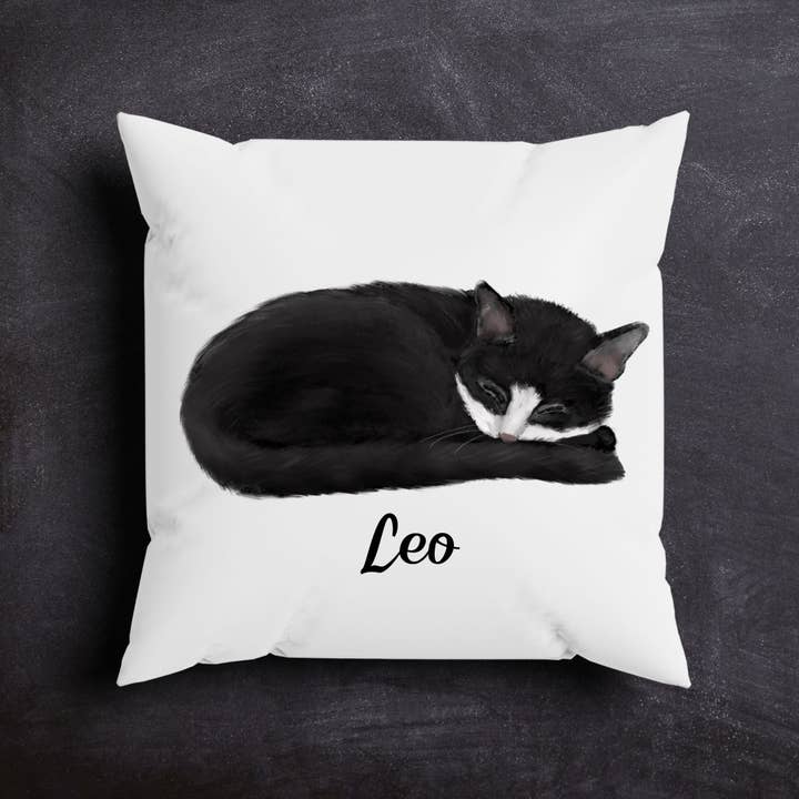 MerikaArt - Wholesale Throw/Decorative Pillow - Black and White Cat Pillow3