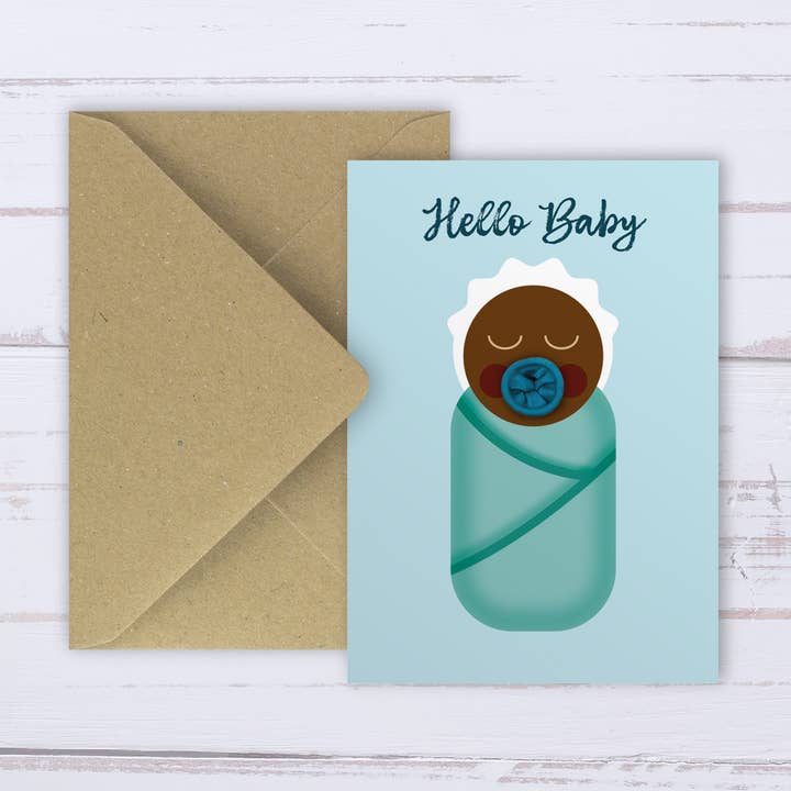 New baby boy | balloon card | darker for wholesale by Designed by Islay