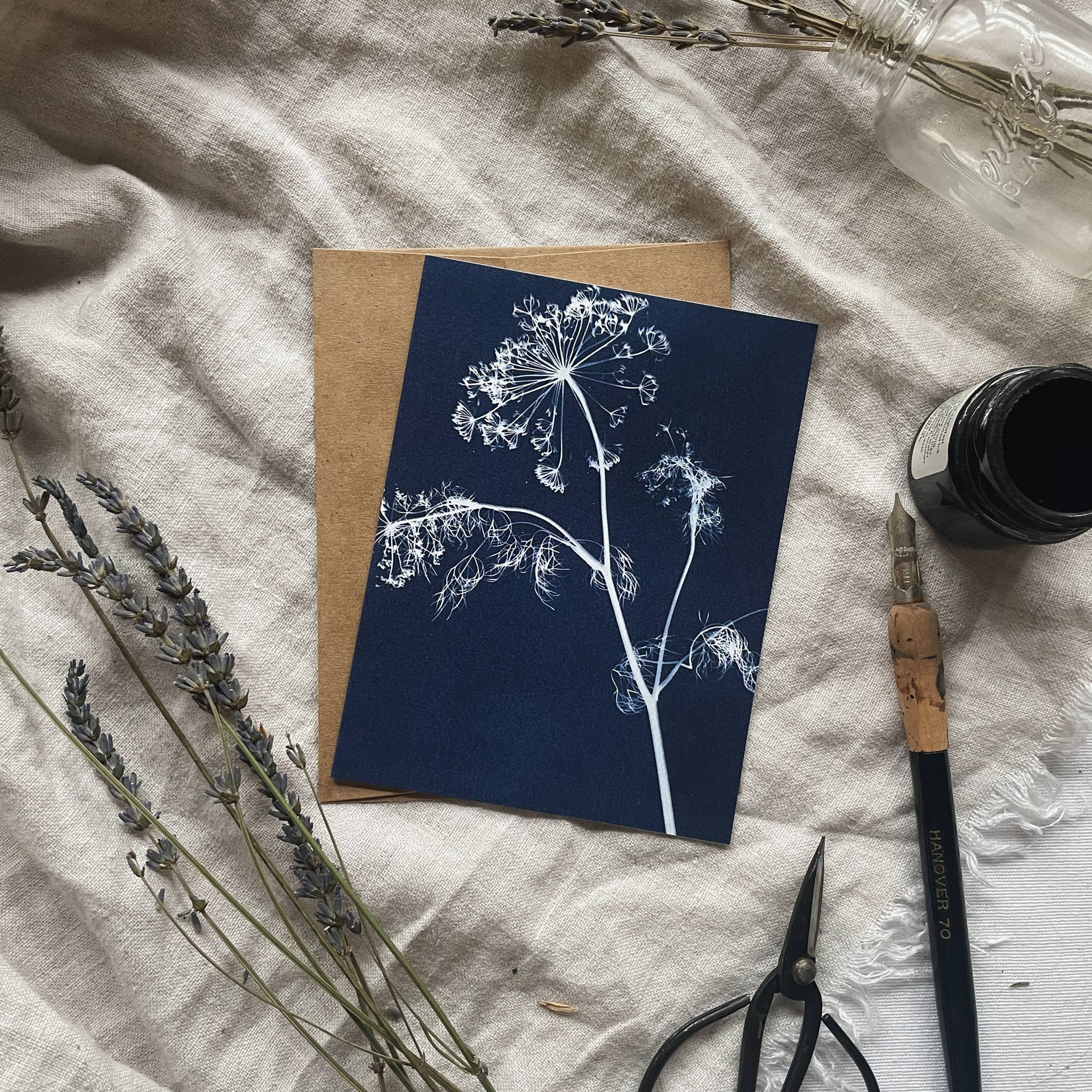 Atwater Designs - Wholesale Everyday Greeting Card - Dill | Botanical Herb Cyanotype Blank Card1