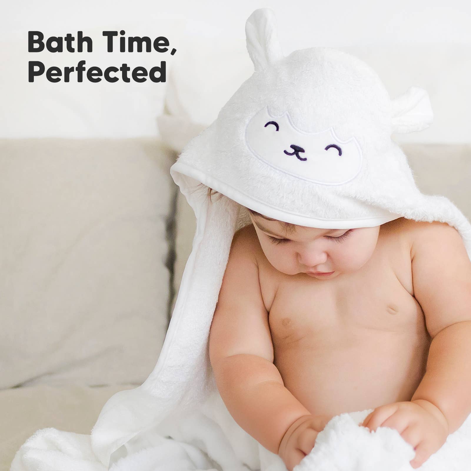 Lamb KeaBabies Cuddle Baby Hooded Towel for wholesale on Faire9