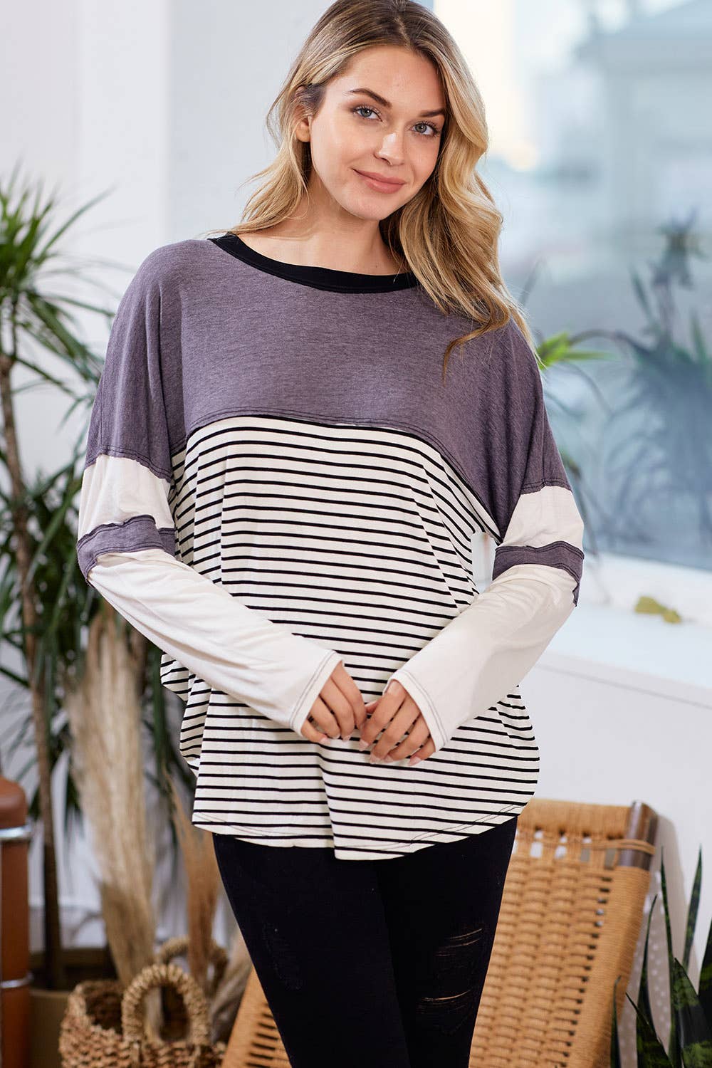 lovely melody - Wholesale Knit Top - Women's - LMT2596-Erika Colorblock Knit Top5