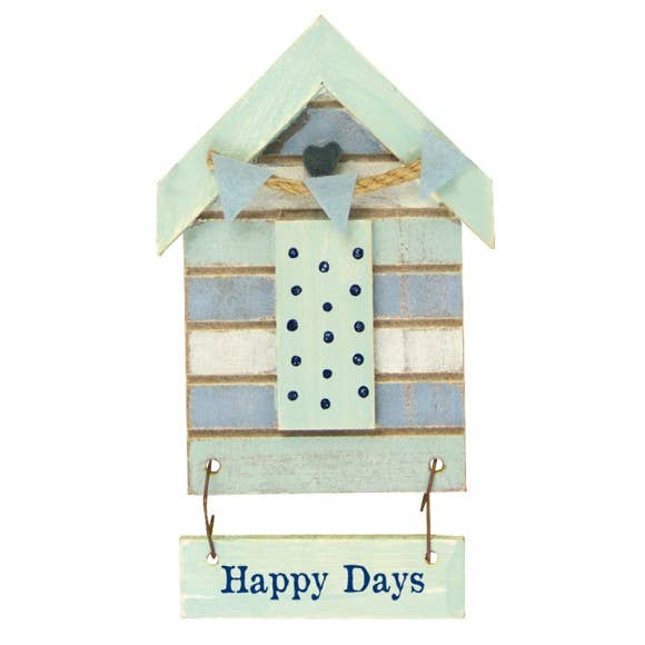 Beach Hut-Style Magnet, Happy Days, 12cm for wholesale by Nauticalia