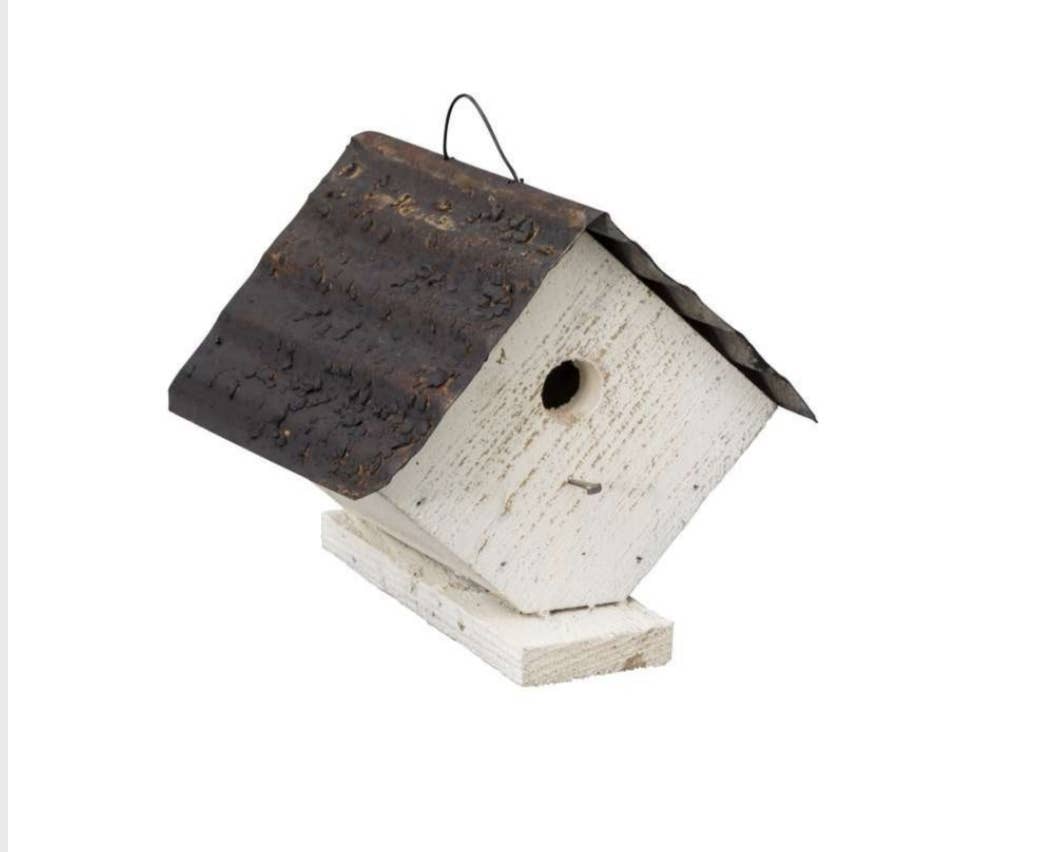 Flying Heart Threads - Wholesale Bird House - Rustic Reclaimed Wood and Corrugated Metal Wren House (SM11)0