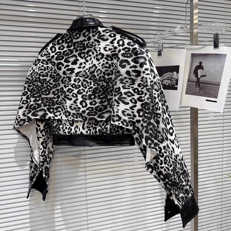Productseeker – Engroshandel Motorcykeljakke - Dame – JK165Y Leopard Patch Faux Croc Læder Street Style Jakke2