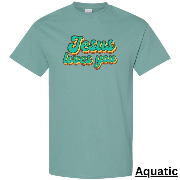 Maglietta per adulti con scritta "Gesù ti ama" Religione Dio Fede Croce per la vendita all'ingrosso da parte di Rockin R Apparel