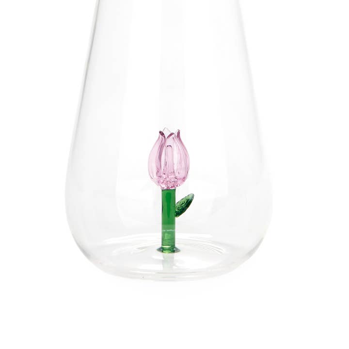 Balvi - Wholesale Water Bottle - Bottle,Botanical Tulip,1.0 L,pink,glass3