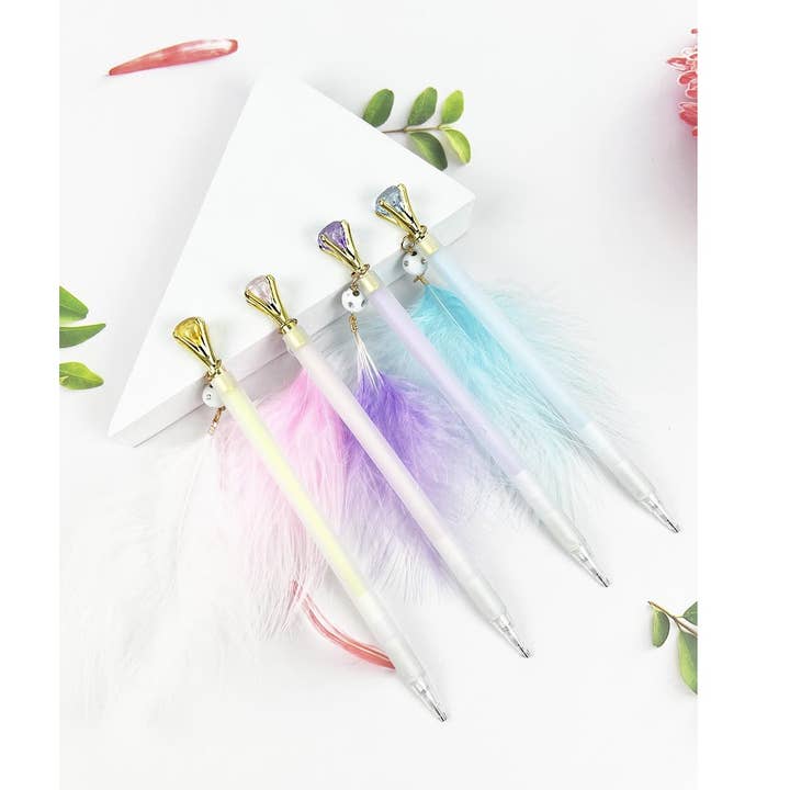 DIAMOND RETRACTABLE PENCIL WITH DROP SOFT FEATHER for wholesale by JHP Collection