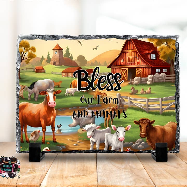 Velsign Vores Gård Stenplade med Billede for engroshandel hos Rockin K and Double J