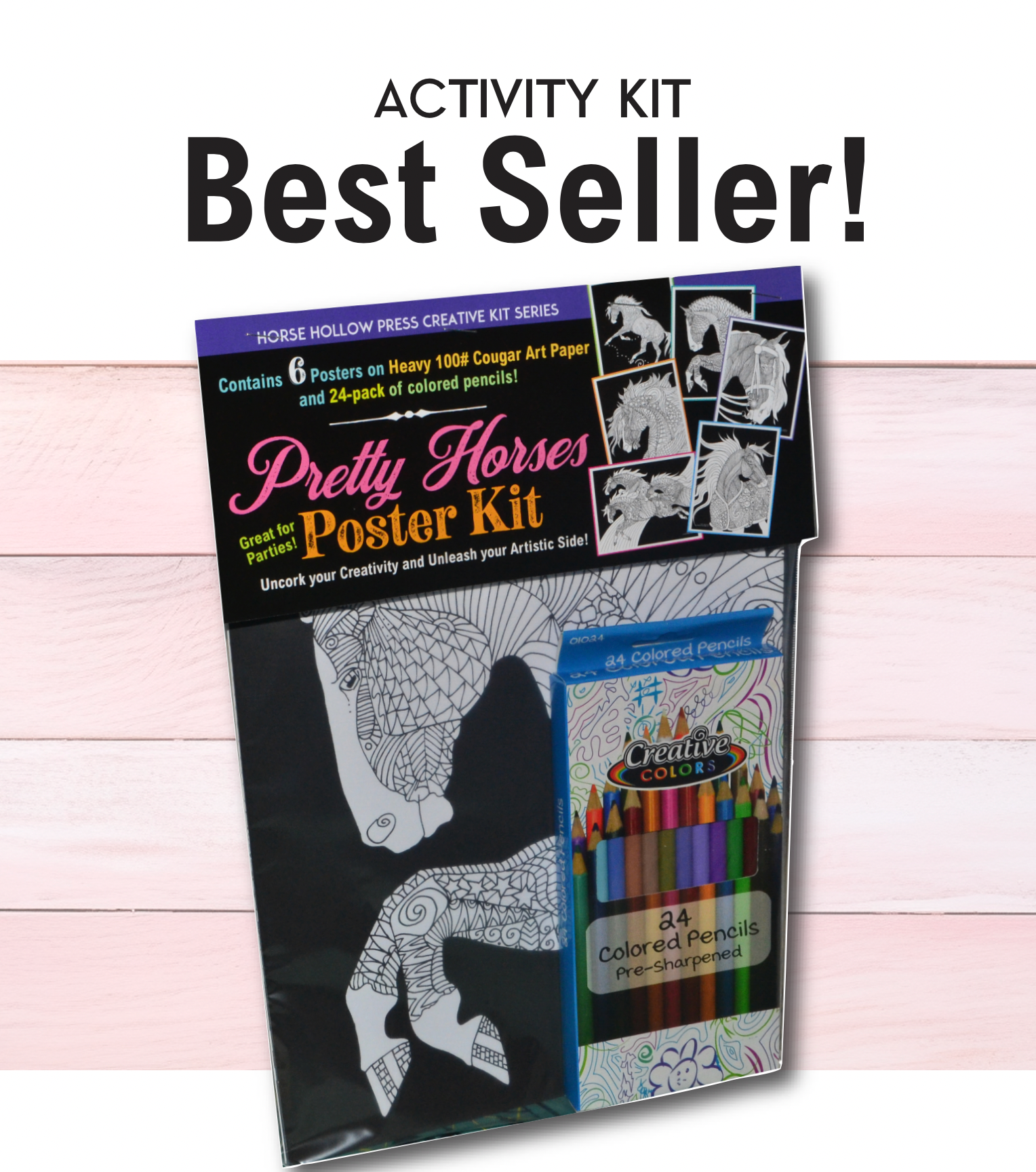 Horse Hollow Press / Pretty, Funny, Snarky Cards & Stickers - Wholesale Coloring & Activity Book - Adult - Art Coloring Kit / Horse Drawings / Colored Pencils Enclosed1
