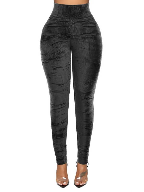 5besties inc - Venta al por mayor Leggings modernos - Mujer - Leggins de cintura alta de terciopelo con forro polar4