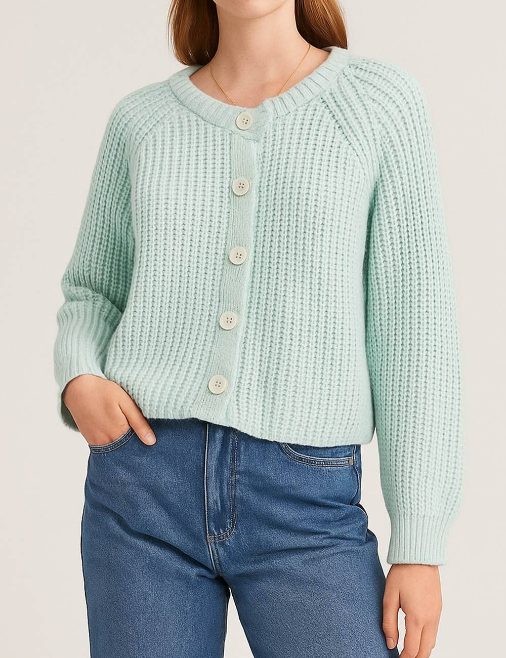 Sweetkama - Vente Cardigan – femme - Gilet court à boutons en maille côtelée uni pour femmes2