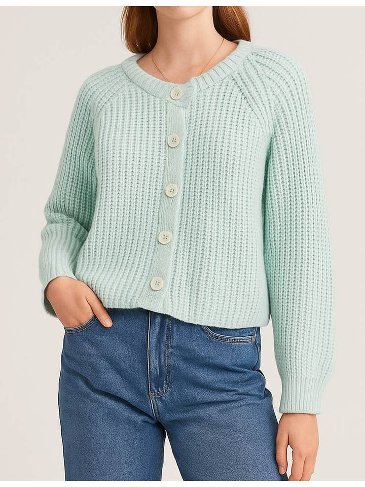 Sweetkama - Wholesale Cardigan - Women's - Ladies Solid Color Ribbed Knit Button Front Crop Cardigan9