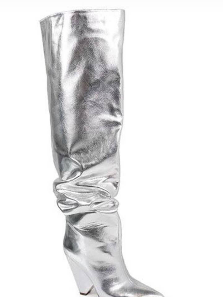 Women's faux leather Metallic Boots HOEA2021 for wholesale by House of E ATL LLC