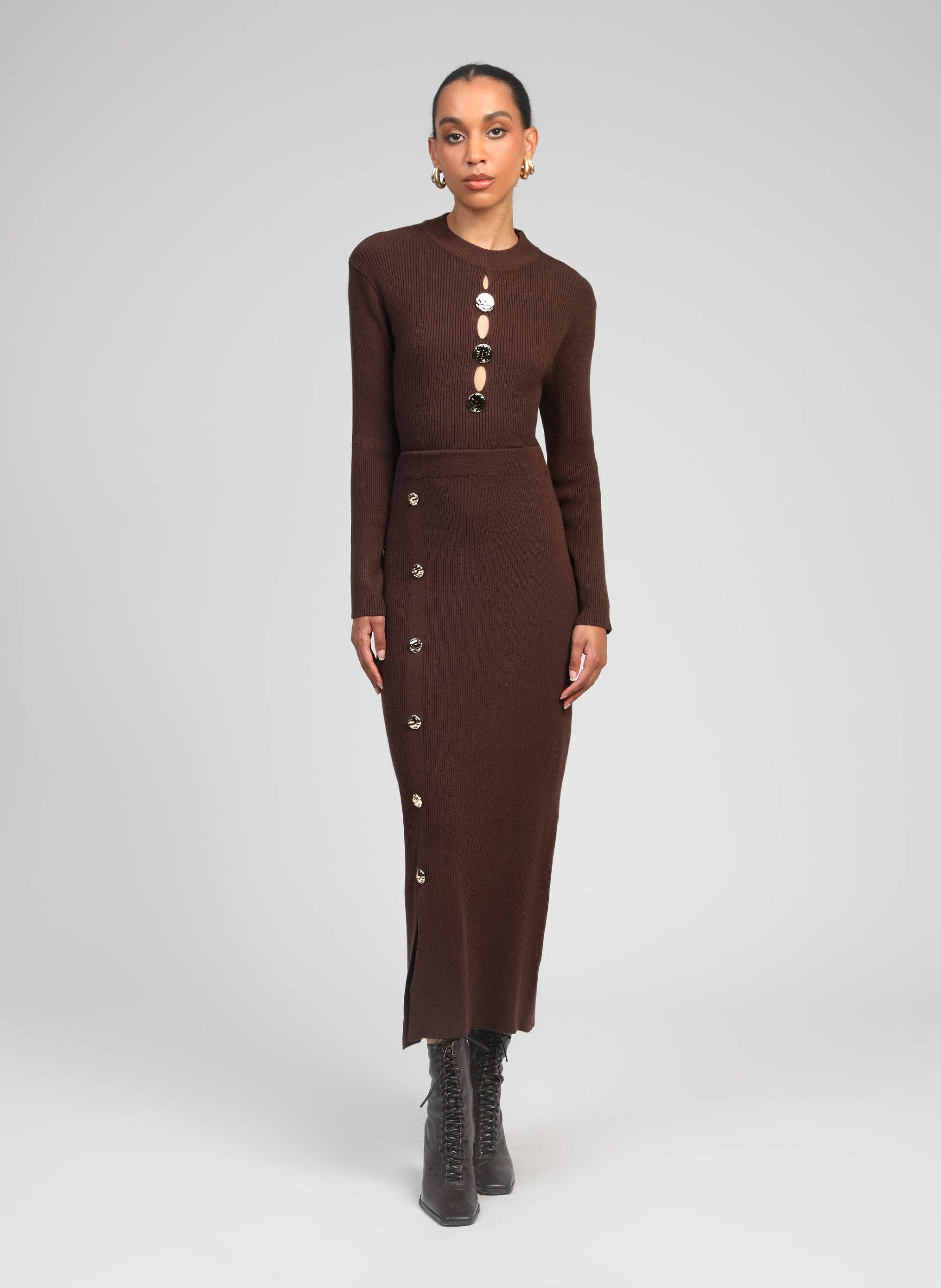 An'ge - Vente Jupe – femme - JUPE LONGUE NINI marron0