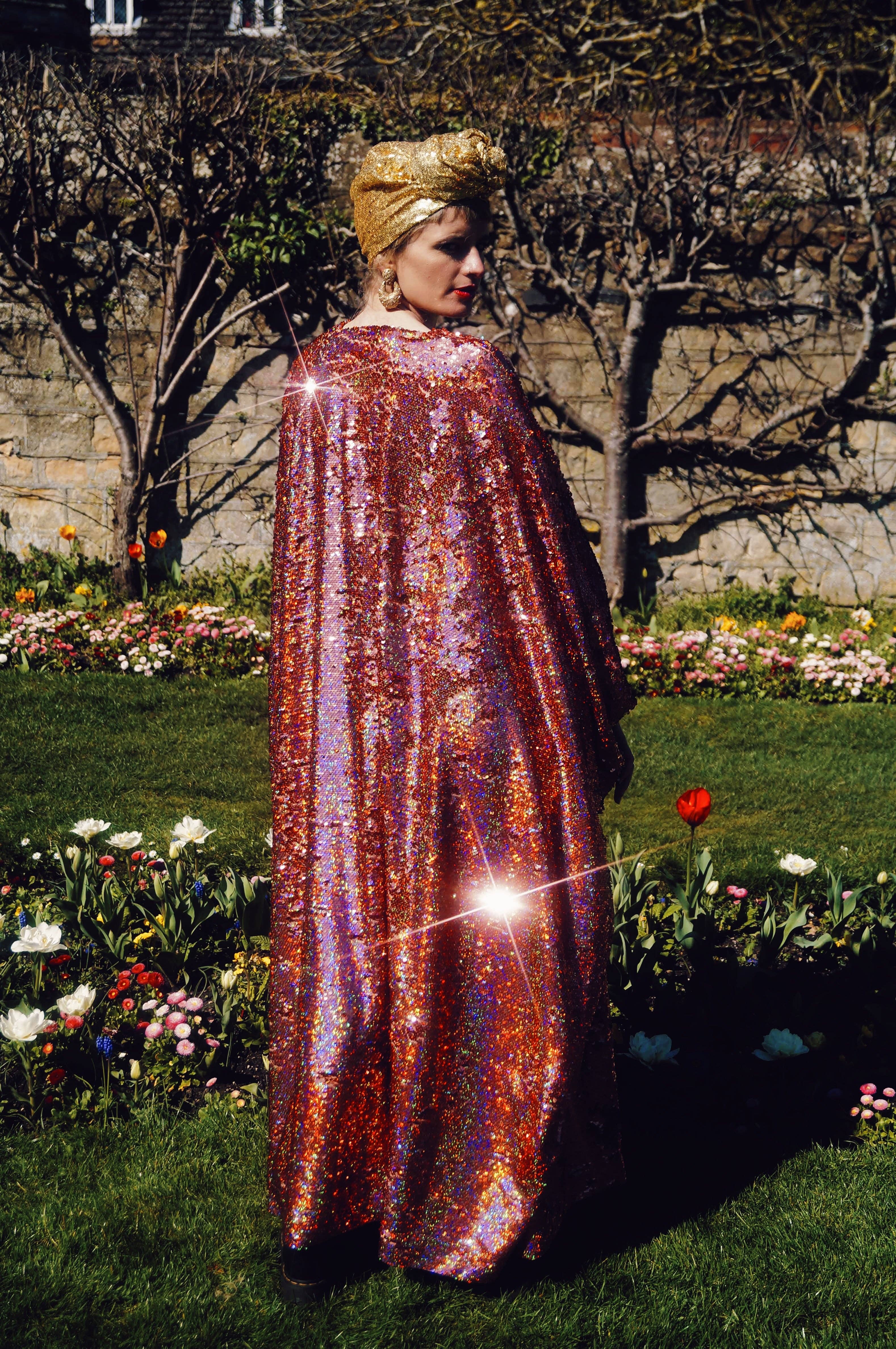Fumbalinas – wholesale Kaftan – Women's – Rose Gold Holographic Sequin V-neck Kaftan Gown19