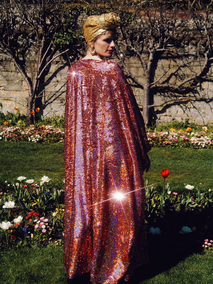 Fumbalinas - Wholesale Kaftan – Women's - Rose Gold Holographic Sequin V-neck Kaftan Gown19