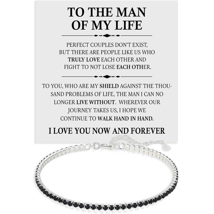Bracelet tennis noir en argent sterling 925 pour homme - Ti Amo pour la vente par DINAWeb Srls