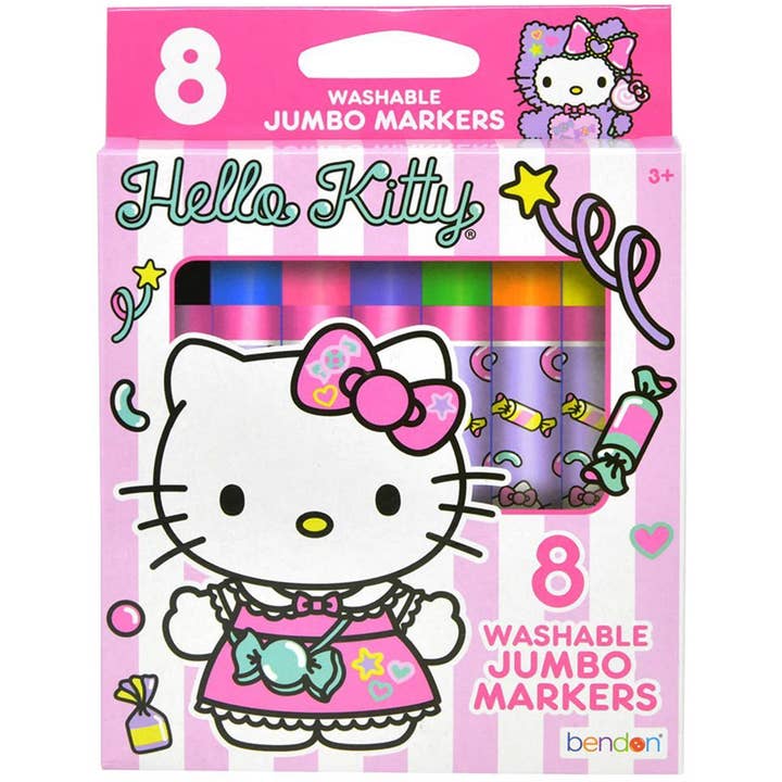 HELLO KITTY 8 COUNT JUMBO MARKERS, 60040 for wholesale by JOIA ACCESSORIES