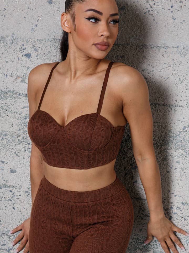 KNITTED BUSTIER AND BOTTOM SET for wholesale by Melrose with Love