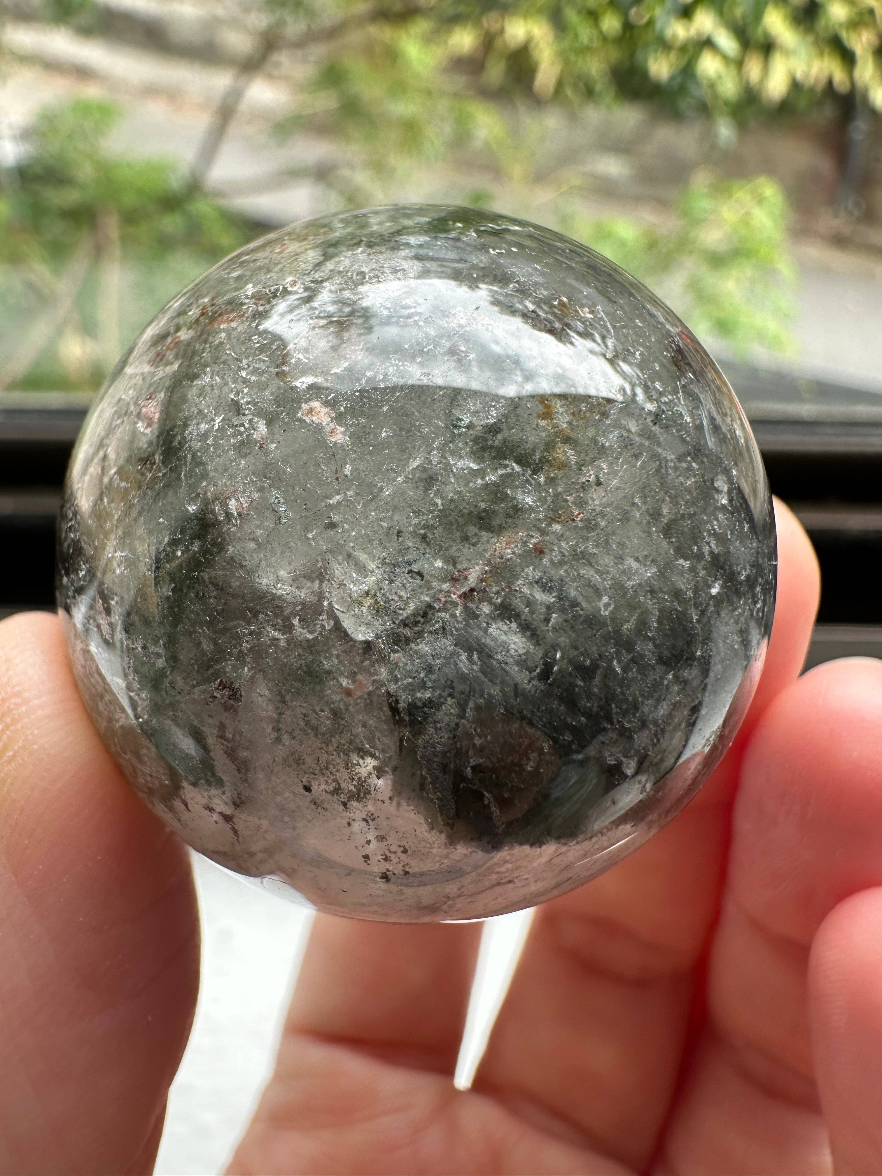 Moon Rituals - Wholesale Spiritual Stone/Crystal - Garden Quartz Green Phantom Quartz Lodolite Scenic Quartz Sphere Ball, Christmas Crystal Gift9