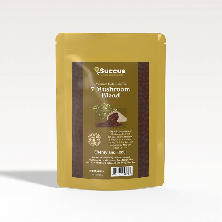 Succus - Wholesale Instant Coffee/Espresso - 7 Blend Mushroom Coffee - Energizing & Focus-Boosting Brew