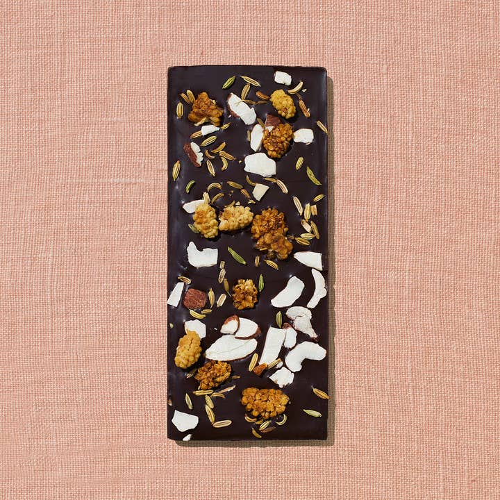 Spring & Mulberry - Wholesale Chocolate Bar - Mulberry Fennel Date-Sweetened Dark Chocolate