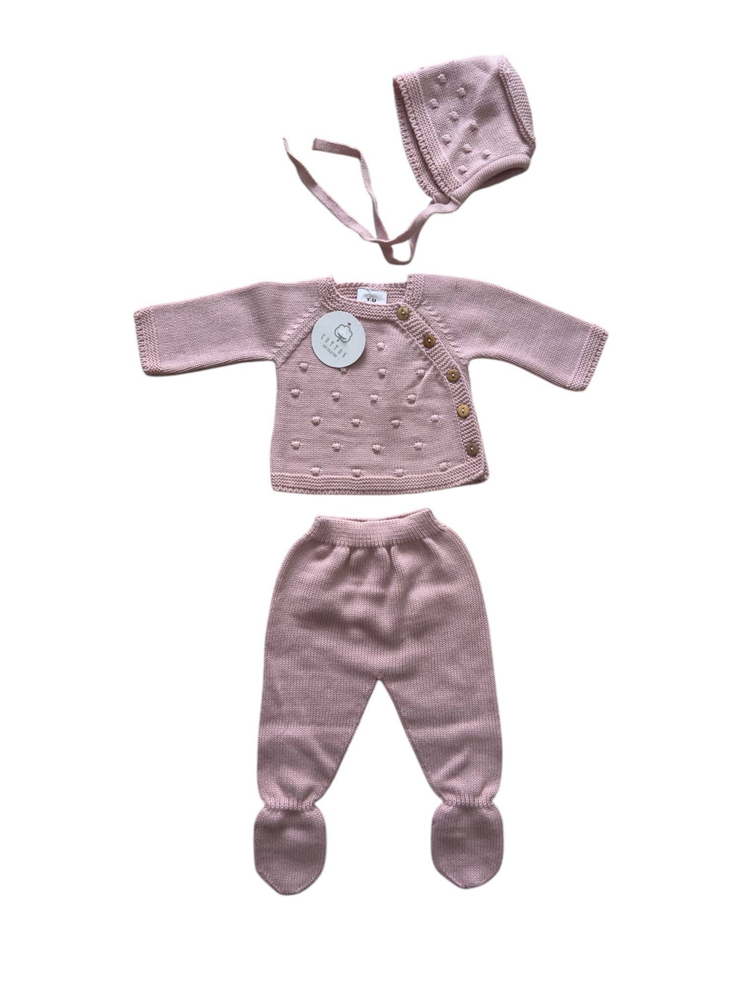 Cotton Socks – wholesale Clothing set – Baby – Ref:360 3-piece baby knit set Pipoca6