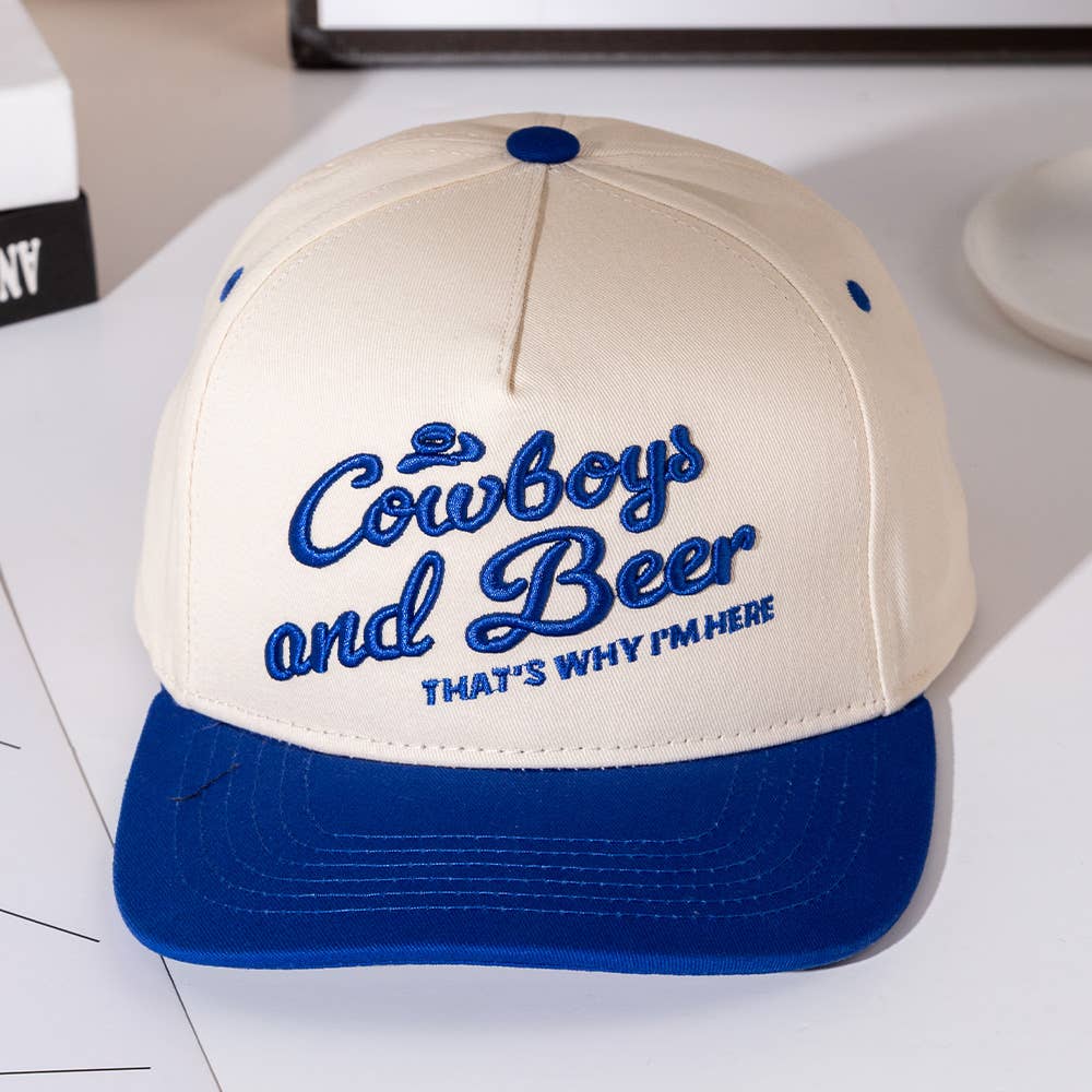 Sensibling Corp. – Großhandel Basecap – Unisex – COWBOY UND BIER Nachricht Gestickte Fünf-Panel-Canvas-Snapback-Baseballkappe3