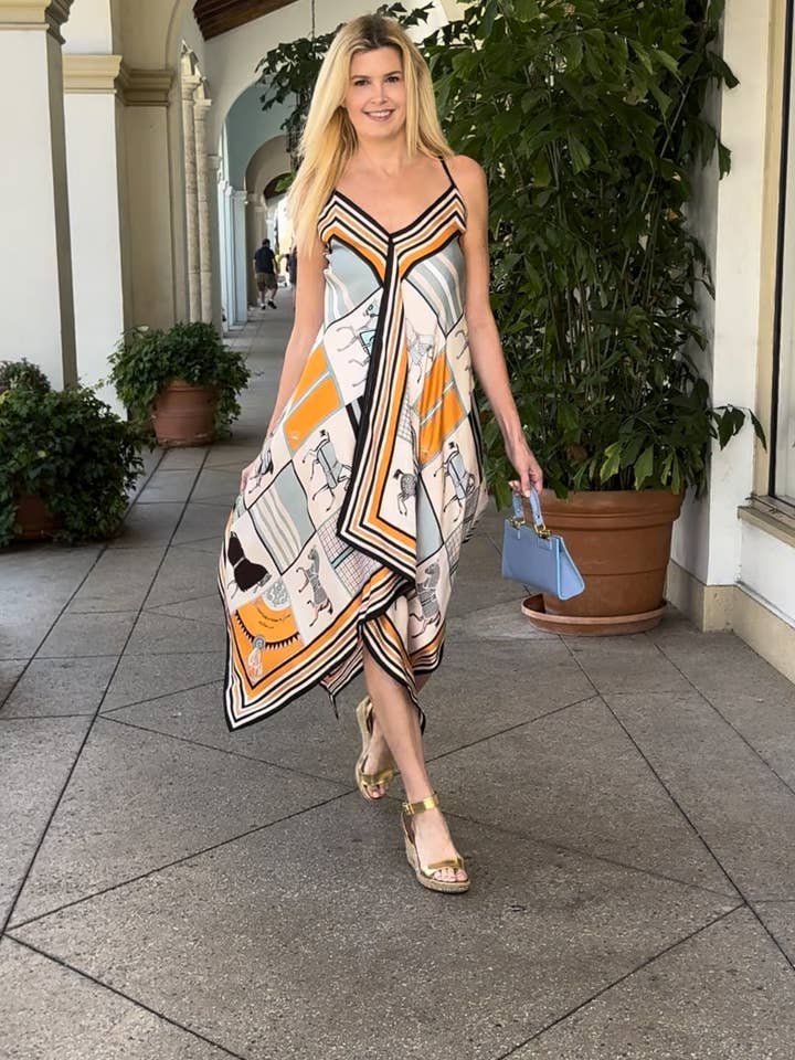 Silk Dress / Blue and Black Horse for wholesale by Stacy Bradley Design