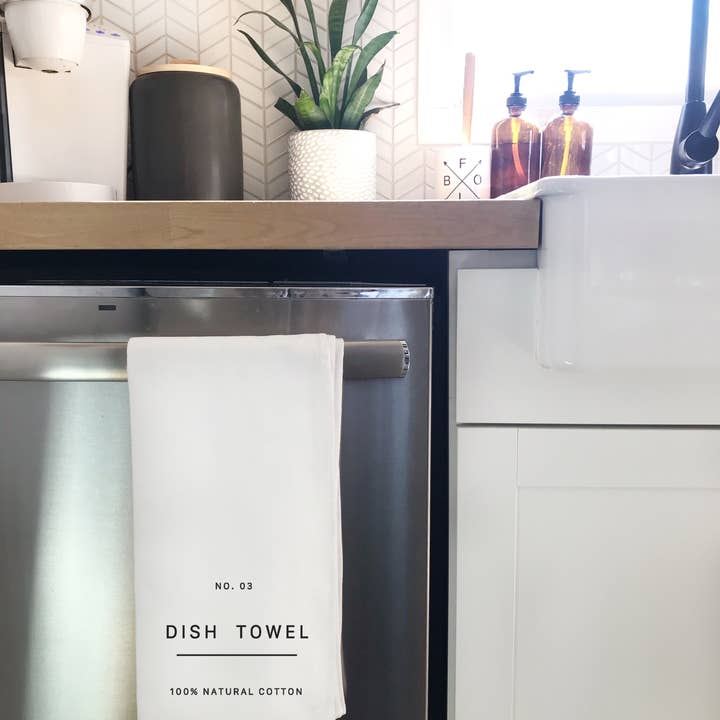 Perfect Day Print Co - Wholesale Tea Towel - Modern Tea Towel, Minimalist Black & White Dish Cloth