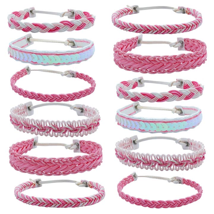 Bracelets d'amitié roses tissés réglables pour adolescents - SET 12 pour la vente par Natalia