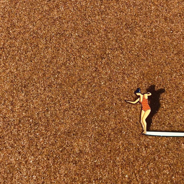 Gift for Her Hang Ten Surfer Girl Enamel Pin for wholesale by Play Pins Studio