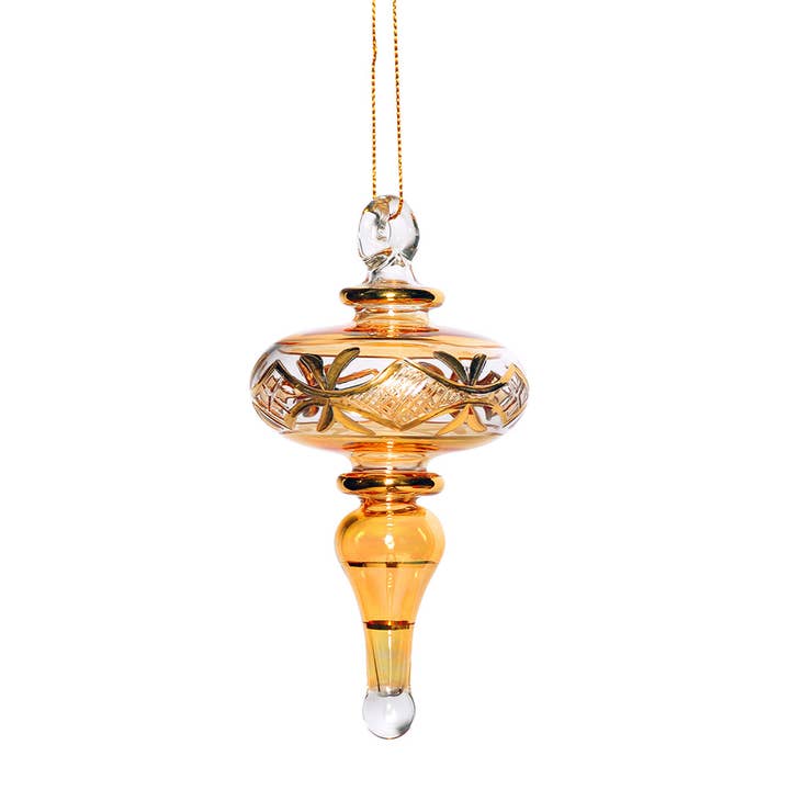 El 6º Adorno Amarillo para venta al por mayor de Unique Glass Ornaments