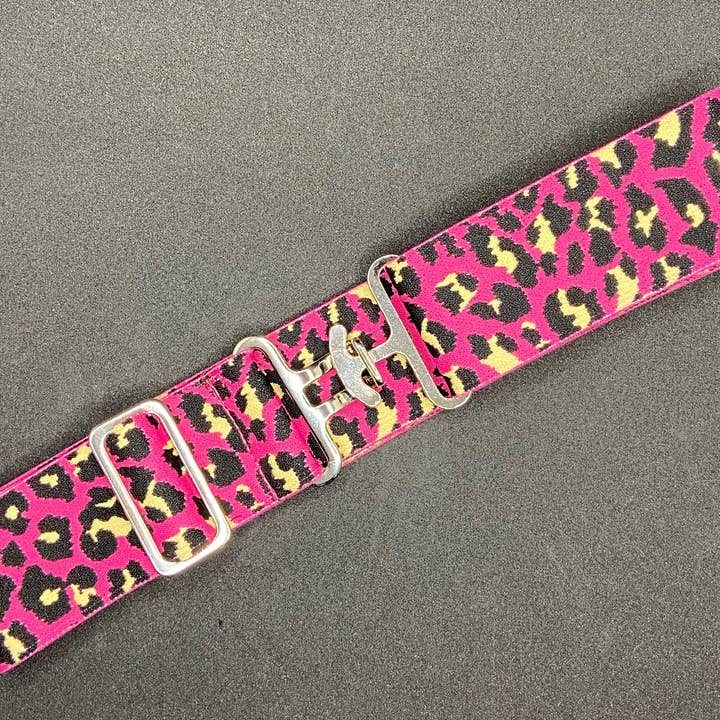 1.5" Equestrian Surcingle Elastic Belt - Pink Cheetah for wholesale by Benny Bows