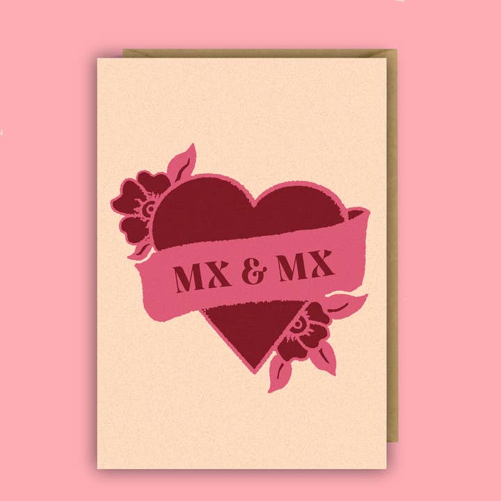 Partecipazione di nozze non binaria Mx e Mx, matrimonio Emo, lgbtq+ per la vendita all'ingrosso da parte di The Queer Store