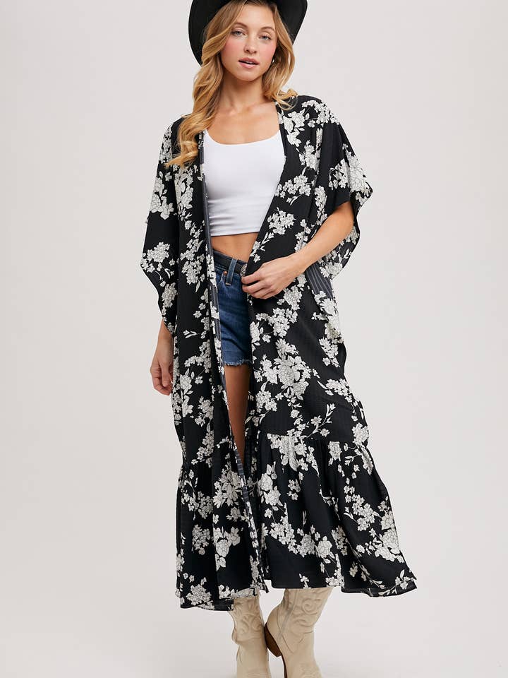 Bluivy - Wholesale Kimono - Women's - EFFORTLESS FLORAL PRINT MAXI KIMONO