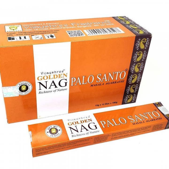 Golden Nag Palo Santo 15 gm (12/Box) for wholesale by GREENROOTS USA LLC