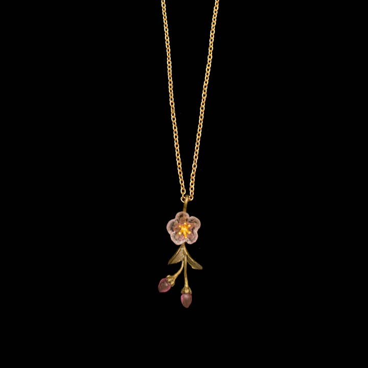 Peach Blossom Dainty Flower Pendant - 16" Adj. for wholesale by Michael Michaud