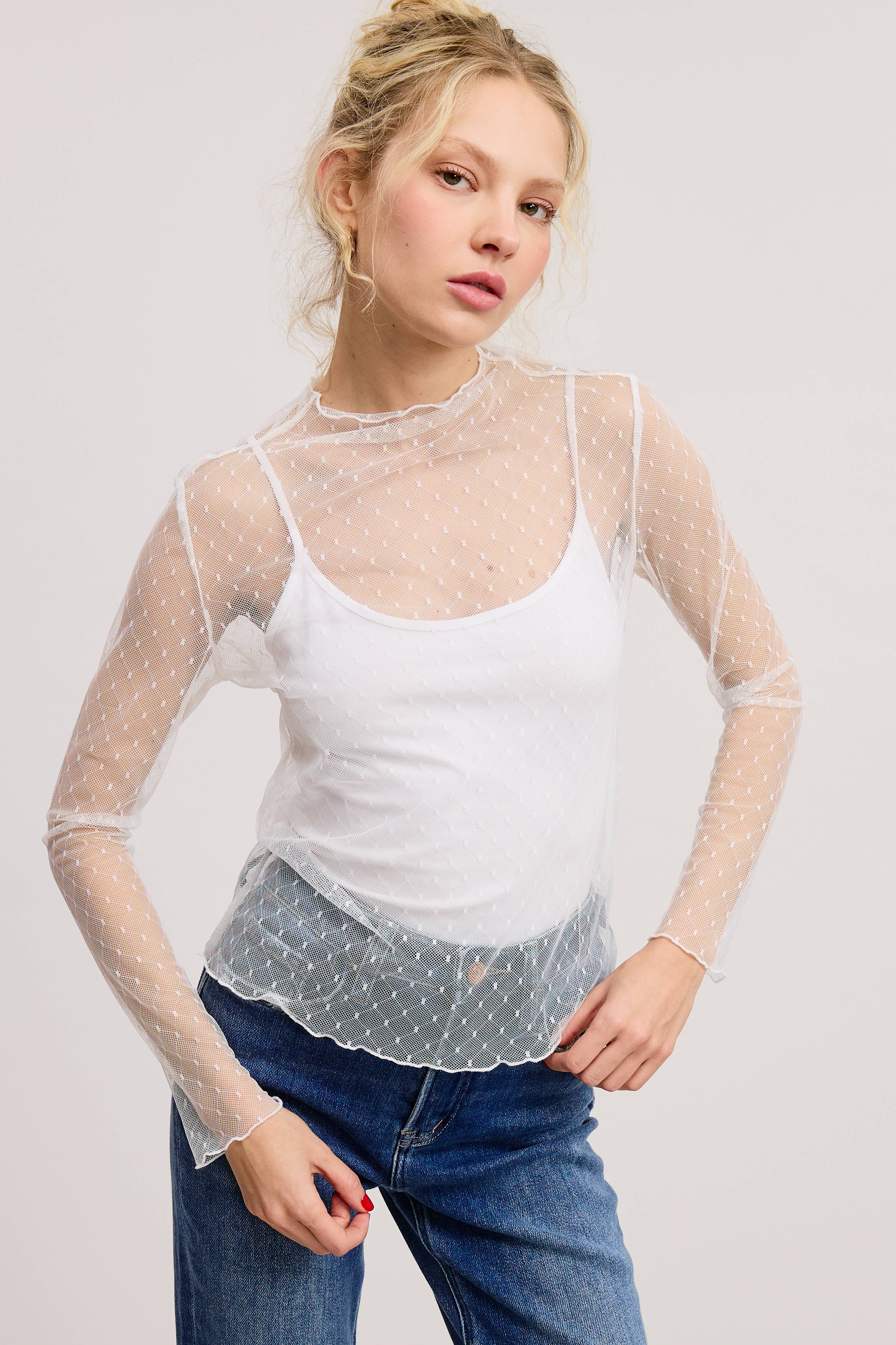 Zutter - Wholesale Knit Top - Women's - SWISS DOT LACE TOP1