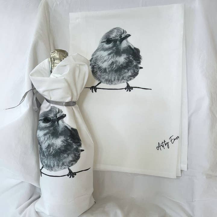 Bluebird Flour Sack Towel for wholesale by Emer McCourt Animal Art