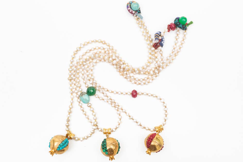 Spanish & Sisters - Wholesale Pendant/Charm Necklace - POMEGRANATE PEARL PENDANT - TURQUOISE2