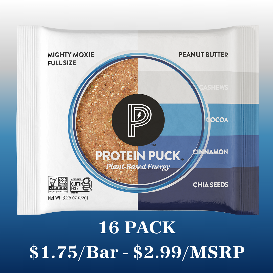 Protein Puck - Wholesale Snack Bar - Mighty Moxie (Cocoa, Cashew, Cinnamon) (16 - 3.25oz Bars)10
