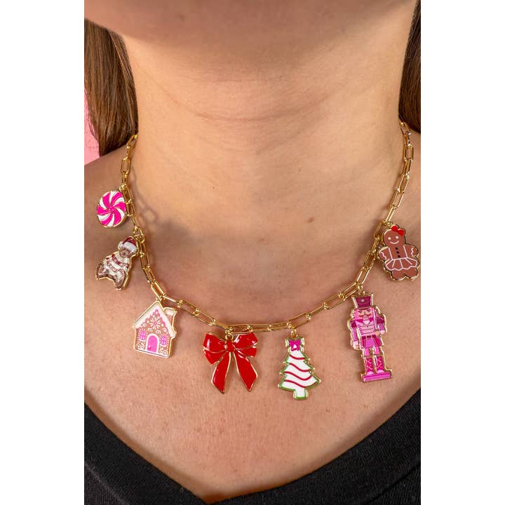 Gold Multi Holiday Story Charm Necklace for wholesale on Faire1