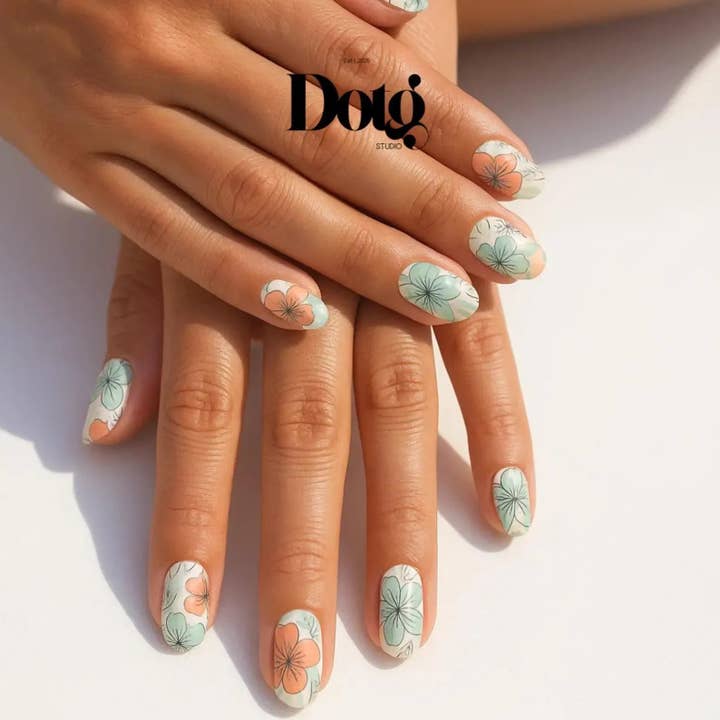 Pastel Florals Nail Wrap DIY Manicure Stickers Minimalistic for wholesale by Design on The Go Studio