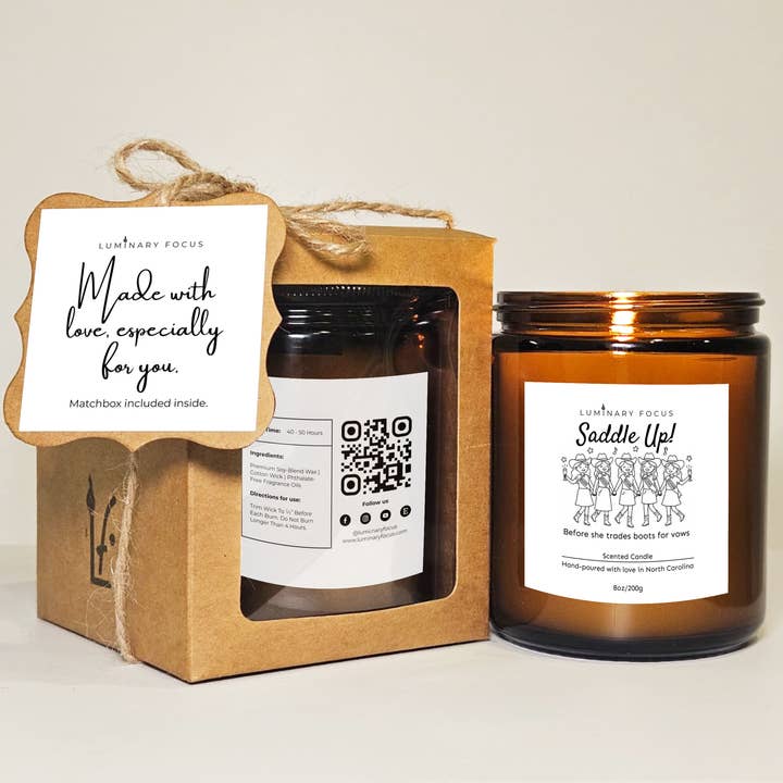 Saddle Up Ladies Soy Candle for Bride-to-Be Bachelorette for wholesale by Luminary Focus