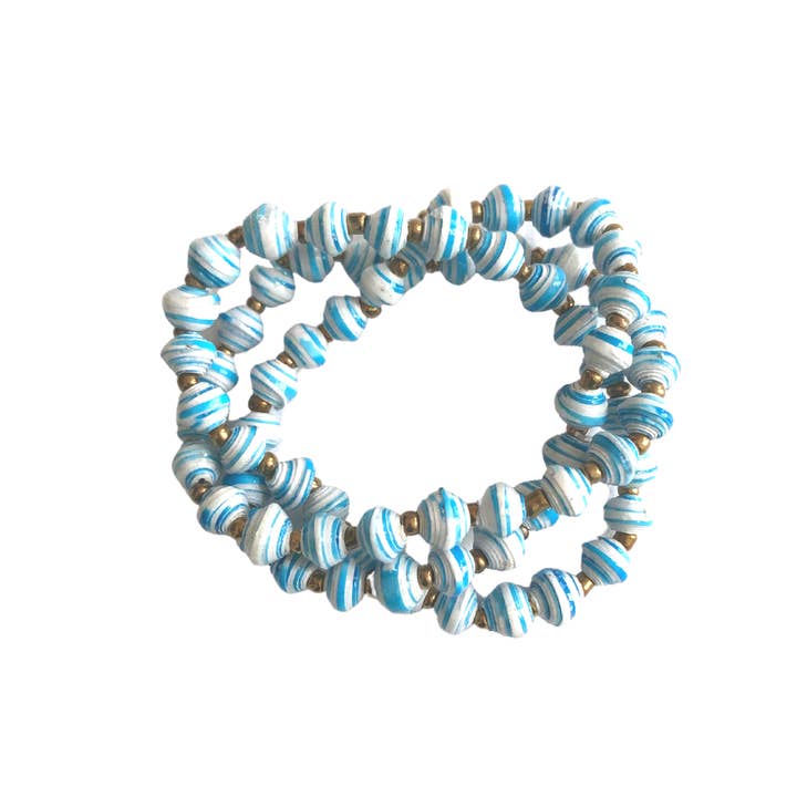 Zuri Styles - Vendita all'ingrosso Bracciale con perline - Braccialetto con perline in carta riciclata, motivo: Tranquility