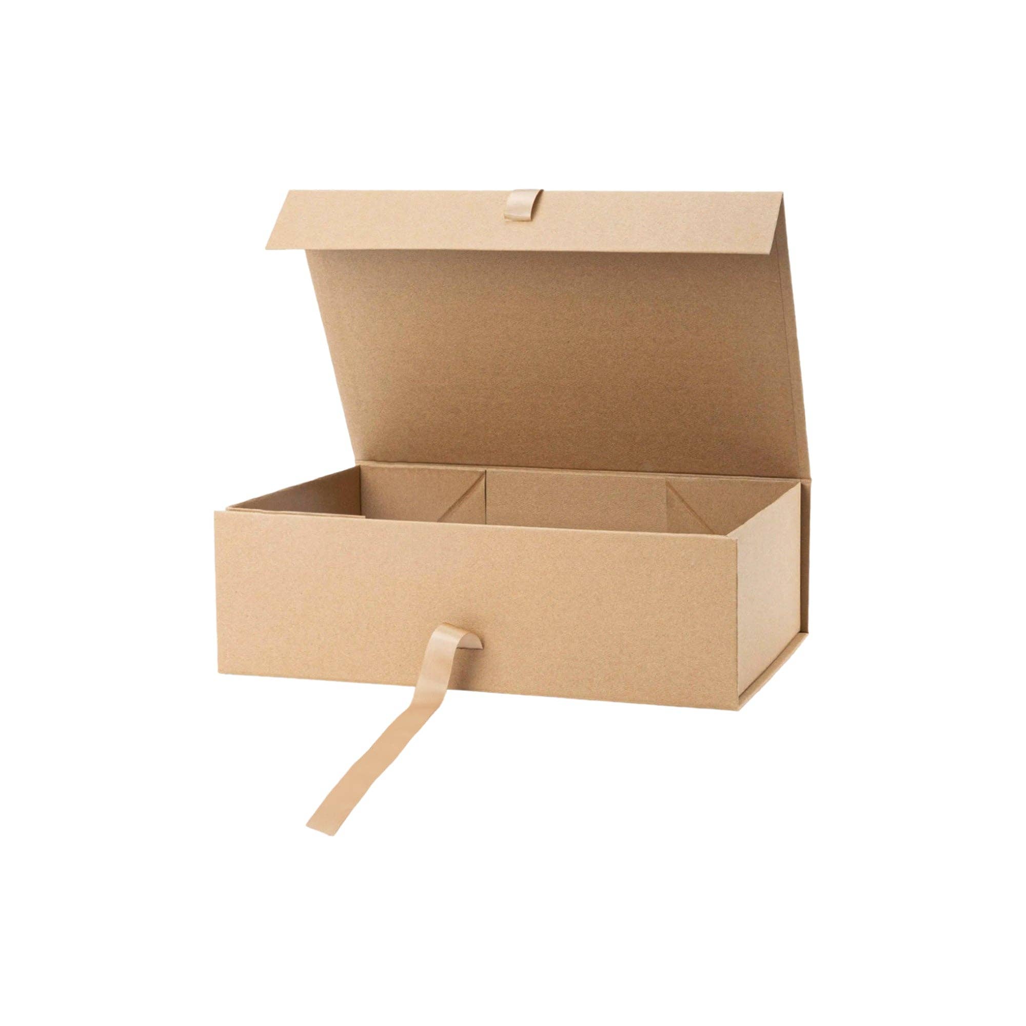 LA Ribbons Wholesale - Wholesale Gift box - 14" x 9" x 4.3" Collapsable Gift Box w/ Satin Ribbon & Magnetic Square Flap Lid | Kraft1