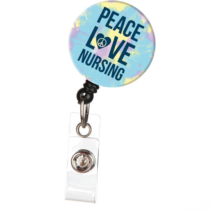 Peace Love Nursing Retractable ID Badge Reel for wholesale by Bonitas International