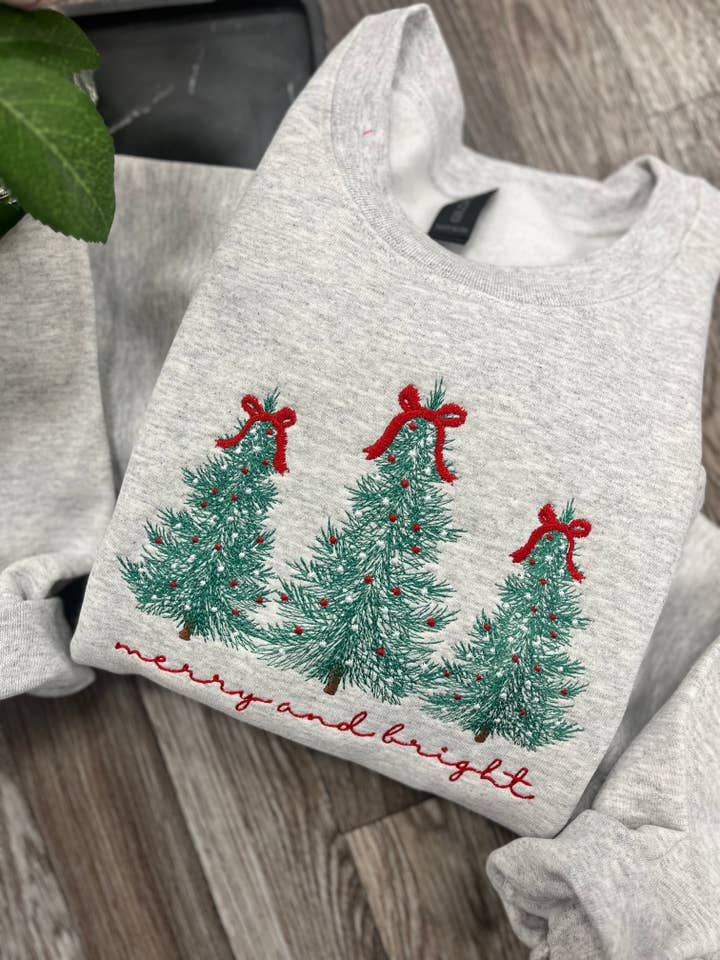 Stitch & Dagger Apparel - Wholesale Sweatshirt - Women's - Coquette Merry and Bright Christmas Crewneck1