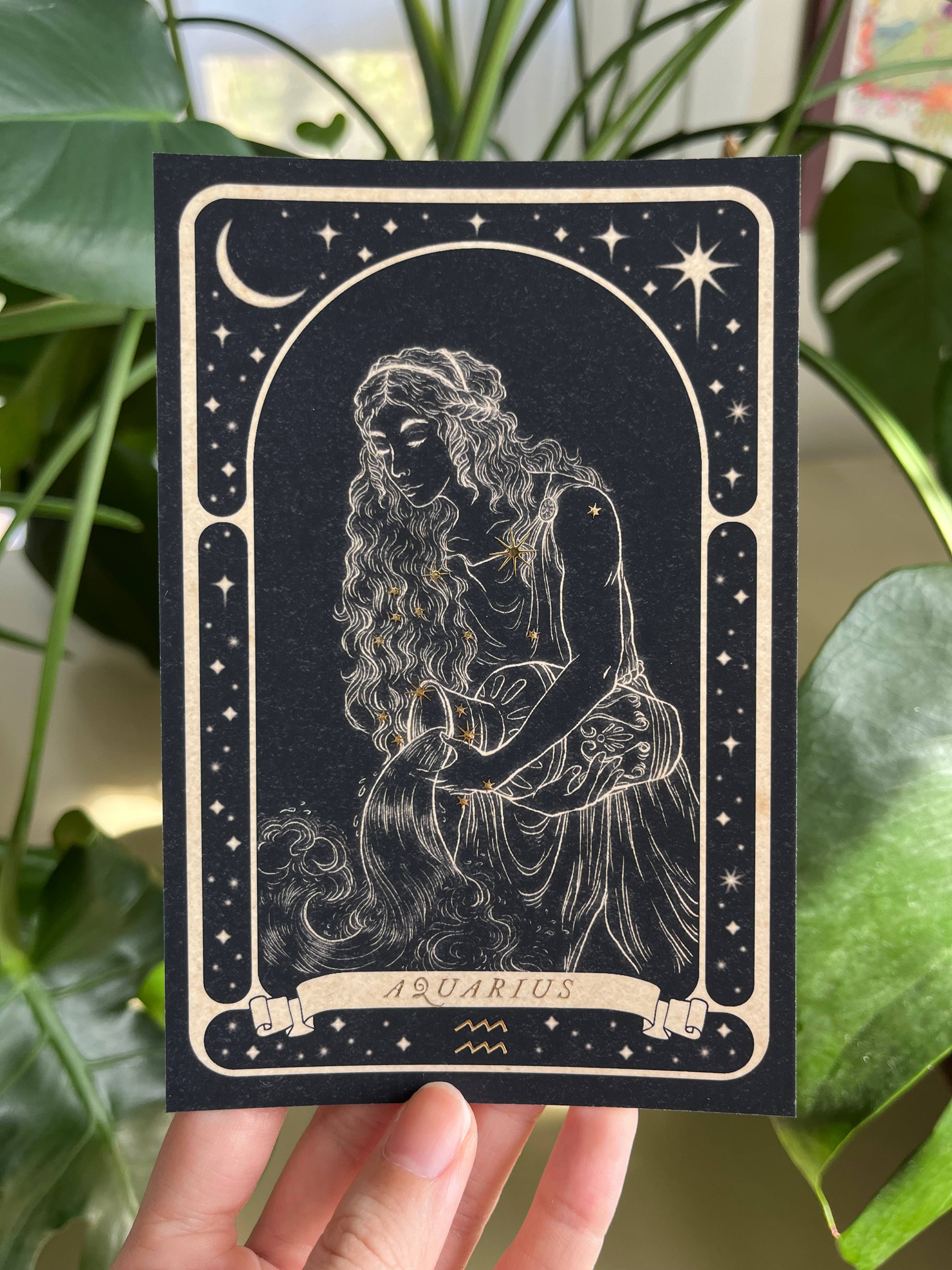 Lauren Noel Studio - Wholesale Postcard - Zodiac Gold Foil Postcard0